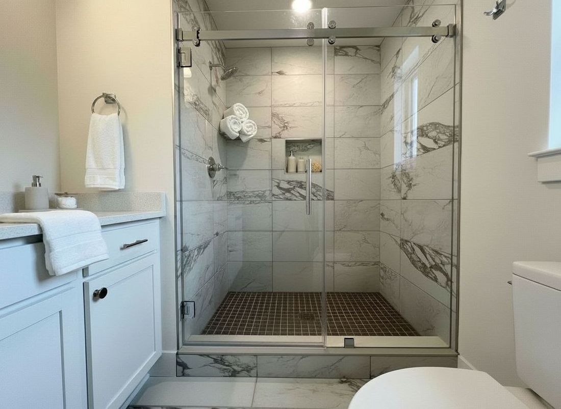 Bathroom with glass walk-in shower