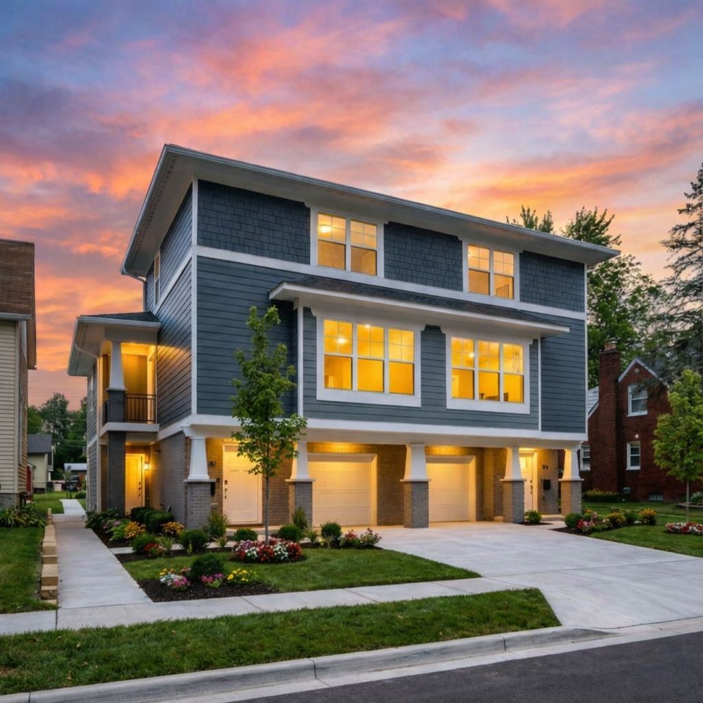 Townhomes at 397 E. Breckenridge St, Ferndale at dusk