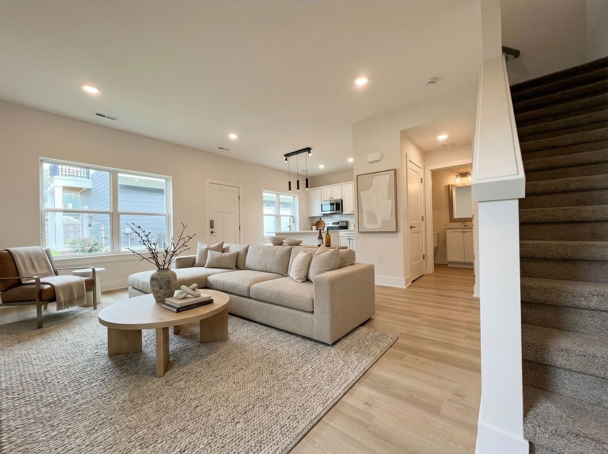 Living room with open kitchen